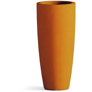 Decorspace Blumentopf Cromia rund und hoch einfarbig für Außen- und Innenbereich "Made in Italy" (Ø40 x H 90 cm, Orange)