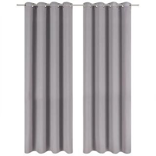 Blumtal 2er-Set Gardinen Blickdicht - Elegante Wärmeisolierende Vorhänge mit Ösen - Grau