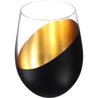 Gadpiparty Weinglas Ohne Stiel Rotweingläser Wassergläser Trinkgläser Für Hochzeitstag Weihnachtsfeier, Golden Schwarz