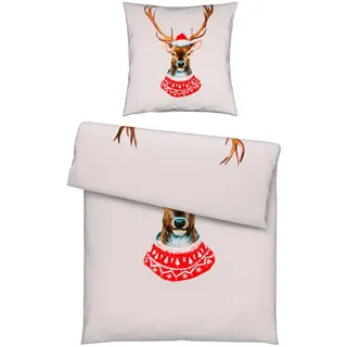 Esposa Bettwäsche, Weiß, Textil, Rentier, 155x220 cm, pflegeleicht, angenehm wärmend, schadstoffgeprüft, Schlaftextilien, Bettwäsche, Bettwäsche, Flanell-Bettwäsche