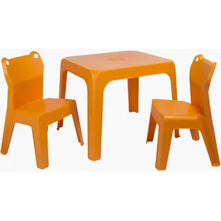 resol grupo Jan Frog Kinder-Set mit 2 Stühlen und 1 Tisch für Innenbereich, Außenbereich, Garten, Orange