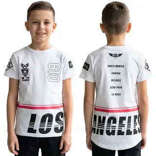 Sarcia.eu Kurzarmbluse Los Angeles weißes T-Shirt für Jungen, 100 % Baumwolle weiß 158 cm