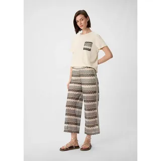 comma Culotte Hose Strickjersey-Culotte mit Zick-Zack-Ajourmuster beige 40