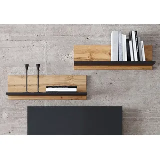 Home Collective Wandregal 2er Set Wandregale 2 Stück je 100cm breit, Wandboard, Schwebe-Regal, für Bücher,Bilder,Deko,dunkles Holz,Wohnzimmer,Schlafzimmer,Esszimmer braun