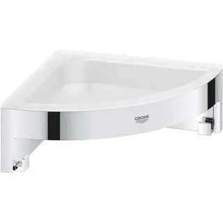 GROHE Start Cube, Eck-Seifenschale für die Dusche oder Badewanne, ohne Bohren (zum Kleben oder Bohren, inkl. Schrauben & Dübel, ohne Kleber, verdeckte Befestigung, langlebig), eckig, chrom, 41106000