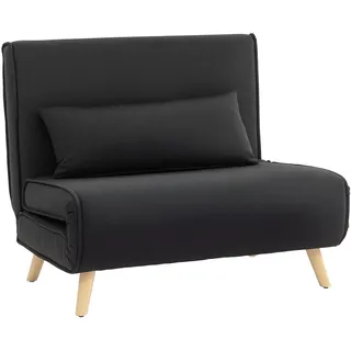 HOMCOM Einzelsofa Schlafsofa Sofabett Klappsofa verstellbar Rückenlehne Liege nordisch skandinavisch 25D Schaumstoff Haus Leinenimitat Kautschukholz Schwarz 94 x 78 x 80 cm