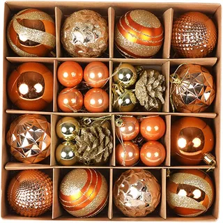 Milageto Weihnachtskugeln, 36 Stück Weihnachtsbaumkugeln, Weihnachtsdekoration aus Kunststoff mit Tannenzapfen, glänzende Bunte Kugeln, Weihnachtsbaumkugeln mit Aufhänger für Partys, Feste, Neujahr