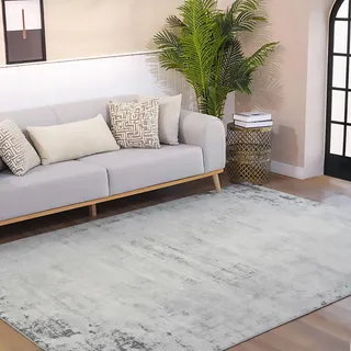 livabliss Utrecht Kurzflorteppich 120 x 170 cm Grau/Weiß