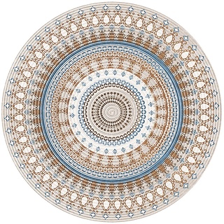 Trayosin Runder Teppich, Waschbar Teppiche Vintage Böhmischen Rund Teppich Rutschfestes Baumwolle Teppiche für Wohnzimmer Schlafzimmer (Y15,80cm Durchmesser)