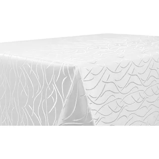 BEAUTEX Damast Tischdecke Jacquard rund 160 Weiß bügelfrei Streifen | edel, pflegeleicht, formstabil, strapazierfähig, eleganter Glanz, hochwertige Webstruktur für Alltag, Feste und Gastronomie