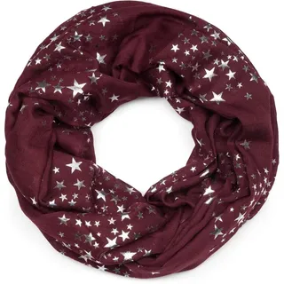 styleBREAKER Loop Loop Schal mit Metallic Sterne Print, (1-St) rot