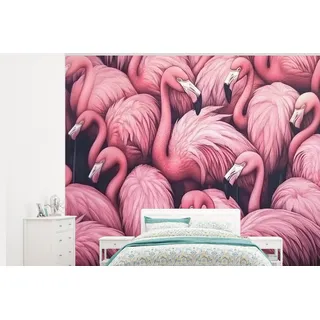 MuchoWow Fototapete Flamingo - Rosa - Tiere, Matt, bedruckt, Montagefertig Vinyl Tapete, Wandtapete, 275x220 cm rosa 2.75 m x 2 m
