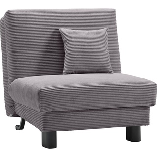 Sessel ELL + "Enny" Gr. Cord, Gel-Sandwichpolster, Sitzhöhe 40 cm, B/H/T: 85 cm x 85 cm x 100 cm, grau Einzelsessel Schlafsessel