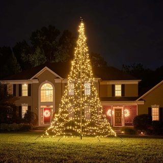Fairybell LED-Weihnachtsbaum für draussen - 6 Meter - 1200 LEDs - Weihnachtsbaum im Fahnenmast - Warmweiss