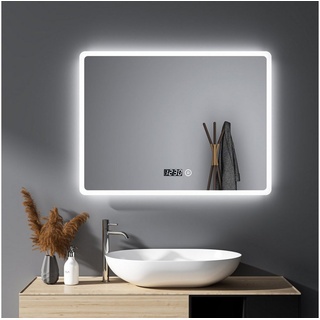 WDWRITTI Badspiegel LED Wandspiegel Touch Badezimmerspiegel spiegel Bad mit Beleuchtung (Lichtspiegel, Spiegel Badezimmer Wand, 80x60 50x70 cm Kaltweiß), energiesparender,IP44 80 cm x 60 cm