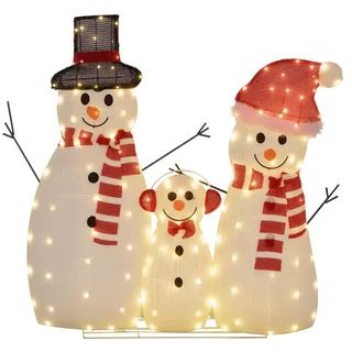 Outsunny LED Schneemann Weihnachtsdeko mit 148 warmweißen LEDs Weihnachtsfigur Weihnachtsbeleuchtung Weihnachtsdekoration für Außen & Innen