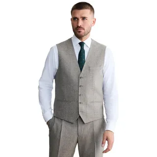 Next Anzugweste Signature Anzug-Weste Slim-Fit aus Wolle mit Karos (1-tlg) beige 50 (GB: 40R)