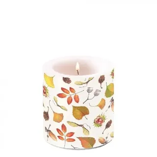 Ambiente Kerze Stumpenkerze Lampionkerze 9 cm hoch autumn details Laub Herbst