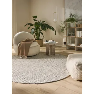 benuta Rocco Wollteppich 250 x 250 cm Beige/Schwarz