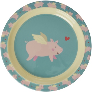 Melamin-Teller Flach Flying Pig In Pink