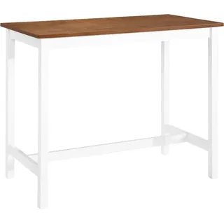 vidaXL Bartisch Massivholz 108 x 60 x 91 cm Braun/Weiß