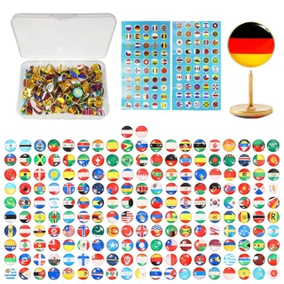100 Stück Flaggennadeln, Landesflaggennadeln, Landkartenmarkierungsnadeln, Dekorationsnadeln, kreative Flaggennadeln, Kartenbefestigungen, Reißzwecken für Pinnwände Mehrfarbig