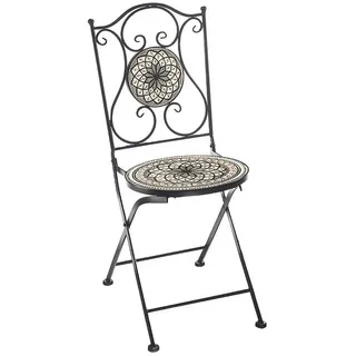 Kobolo 4-Fußstuhl Gartenstuhl Metallstuhl - Mosaikoptik - weiß-grau (zusammenklappbar, 1 St) schwarz