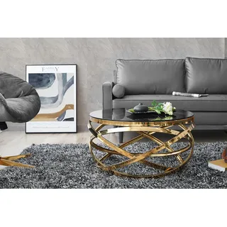 SalesFever Couchtisch Grau Gold Edelstahl Ø 80 cm