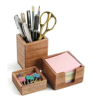 3-in-1 Schreibtisch Organizer Set - Stifthalter, Notizbox und Büroklammernspender
