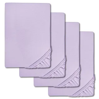 Spannbettlaken Microfaser Interlock-Jersey flieder 90 x 190 - 100 x 200 cm Doppelpack im 4er-Pack