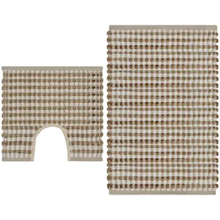 Handgewebtes Badematten-set Jute Stoff Natur Und Weiß