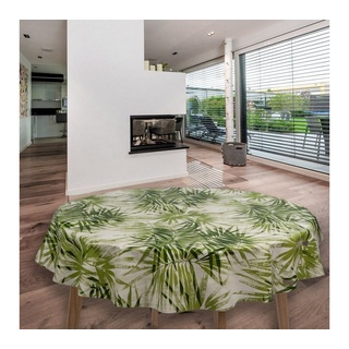 laro Tischdecke Wachstuch-Tischdecken Bambus Grün Rund 140cm