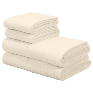 my home Handtuch Set »Aiden«, Handtücher mit Markenlogo Stickerei in der Bordüre, Frottier (Set, 4-St), 2 Gästehandtücher, 2 Handtücher, aus 100% Baumwolle beige