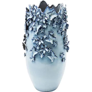 Kare Design Vase Butterflies, Hellblau, 50cm Höhe, Deko Vase, Blumenvase, Wohnaccessoire, Schmetterlings Motiv, Keramik, Handarbeit, Wohnzimmer