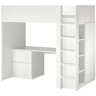 IKEA SMÅSTAD Hochbett weiß weiß/mit Schreibtisch 3 Schubladen