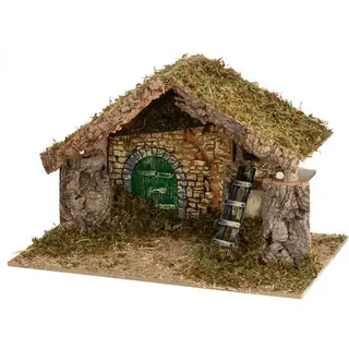 Krippe aus Holz und Moos, 49 x 28 x 33 cm