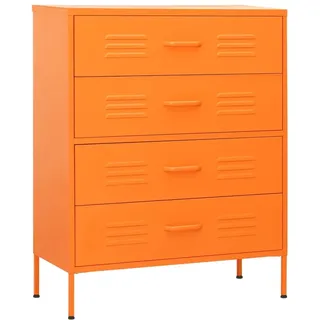 vidaXL Kommode 4 Schubladen Anrichte Schrank Beistellschrank Mehrzweckschrank Standschrank Sideboard Schubladenschrank Orange 80x35x101,5cm Stahl