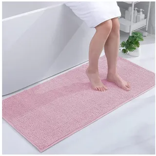 LuxusKollektion Badematte Badezimmerteppich Chenille Badematte 60 x 120 cm (Rechteckig) Rosa rosa