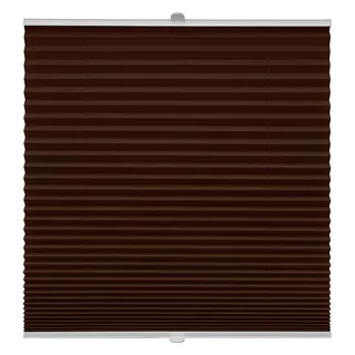 Plissee auf Maß für alle Fenster Montage Glasleiste Blickdicht mit Spannschuh Sonnenschutzrollo Dunkelbraun Breite: 61-70 cm, Höhe: 40-100 cm