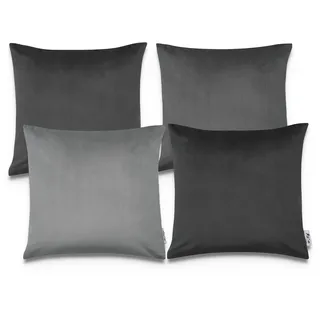 Paco Home Kissenbezug 4er Set 45 x 45 cm Grau