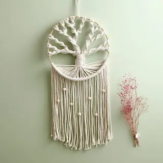 HAPYFURN Makramee Baum des Lebens Wandbehang Handgemachte Boho Tapisserie Traumfänger Makramee Wandkunst Bohemian Home Decor Kinderzimmer Dekor Stammbaum