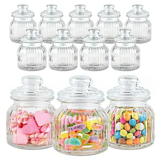 Murago - 12er Set Vorratsglas ca. 600ml / ca. 15x11cm luftdicht Gewürz Glas Dosen Bonbonglas Bonboniere Behälter mit Deckel Candy Bar Vorratsgläser Mittelgroße Gläser für Lebensmittel 0,6L Kekse