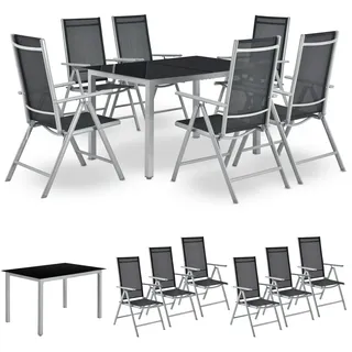 Juskys Aluminium Gartengarnitur Milano Gartenmöbel Set mit Tisch und 6 Stühlen Silber-Grau