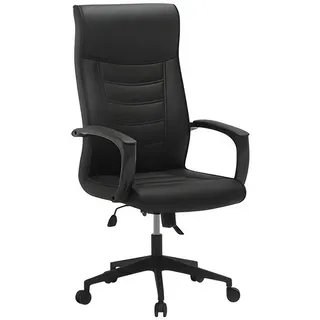 aea Drehstuhl Leder 55 x 100-115 x 60 cm Schwarz