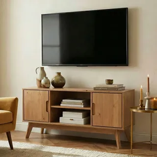 Lowboard TV Möbel Fernsehtisch Schrank Bank skandinavisches Design gebeizt