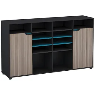 Sideboard Groß Holzoptik Braun Schwarz Modern Regale Türen Ablagen Türkis