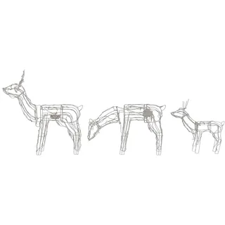 Beliani Gartendekoration LED Rentier Metall 76/47/52 cm 3er Set Weiß