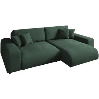 luma-home Ecksofa, Grün Textil, 3-Sitzer, Füllung: Polyetherschaumkern, Eckteil, L-Form,L-Form, 255x165 cm, Wohnzimmer, Sofas & Couches, Wohnlandschaften, Ecksofas