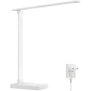 Lepro Schreibtischlampe LED, Dimmbar, 800LM 3 Farben & 5 Helligkeitsstufen | Tischlampe Nachttischlampe Tageslichtlampe Augenschutz Tischleuchte, Schreibtisch Lampe für Kinder, Büro, Lesen, Weiß