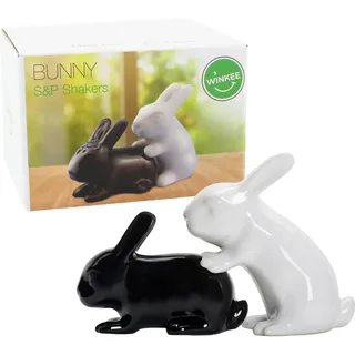 Winkee Salz und Pfefferstreuer Set Häschen, Keramik Gewürzspender im Hasen Tierdesign, Lustige Küchen Deko für Küche & Esstisch, Küchenzubehör, Geschenk zu Geburtstag, Muttertag & Einweihung